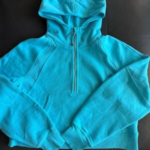 lululemon athletica Off-the-Shoulder Hoodie Pullover in Bright Teal